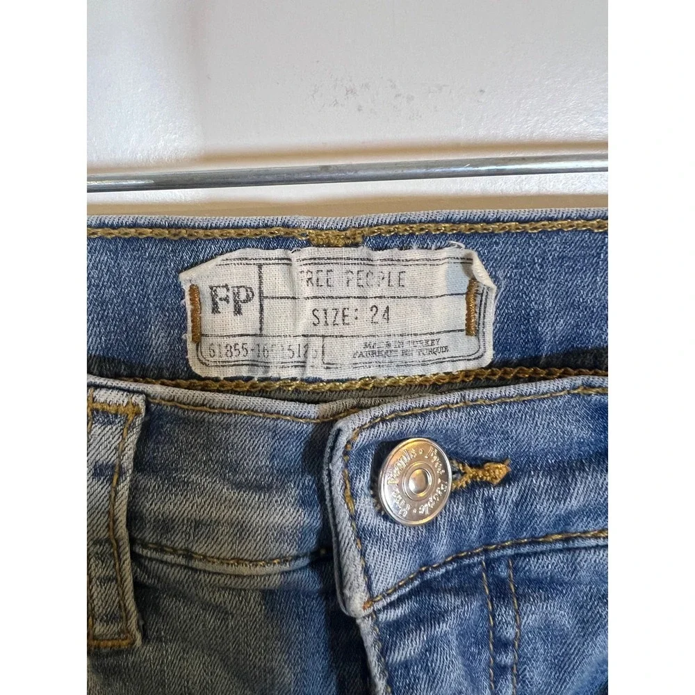 Free‎ People Womens Skinny Jeans Distressed Knee Blue Size 24